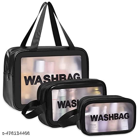 Travel Makeup Pouch Set Toiletry Bag Cosmetic Organizer Bag for Women and Girls Toiletry Storage Kit Set of 3 (WASHBAG)