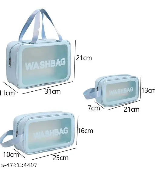 Travel Makeup Pouch Set Toiletry Bag Cosmetic Organizer Bag for Women and Girls Toiletry Storage Kit Set of 3 (WASHBAG)