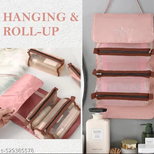 4 in 1 Large Capacity Cosmetic Mesh Bag/Makeup Organizer/Toiletry Pouch for Men and Women/Portable Travel Bag/Makeup Essentials