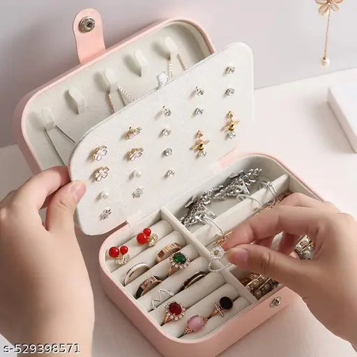 Leather Mini Jewelry Travel Case Small Travel Jewelry Organizer Portable Jewelry Travel Mini Storage Organizer Portable Display Storage For Rings Earrings Necklaces Gifts, Multicolor