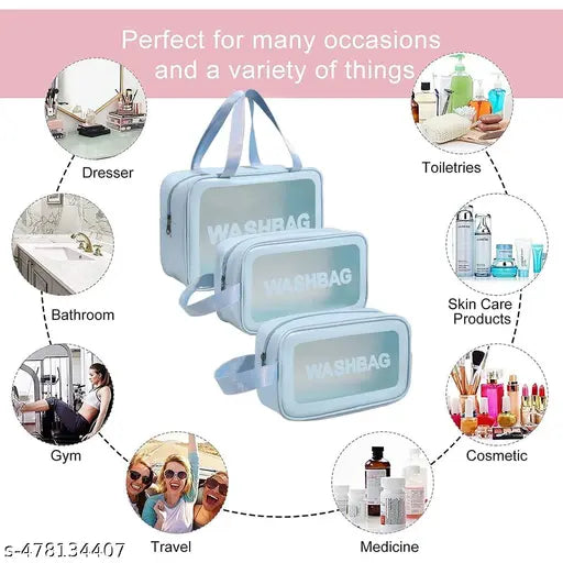 SET OF 6 | Makeup Pouch Set, Cosmetic Organizer Bag for Women and Girls Travel Waterproof Toiletry Storage Kit