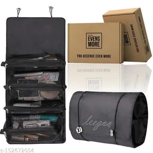 4 in 1 Large Capacity Cosmetic Mesh Bag/Makeup Organizer/Toiletry Pouch for Men and Women/Portable Travel Bag/Makeup Essentials