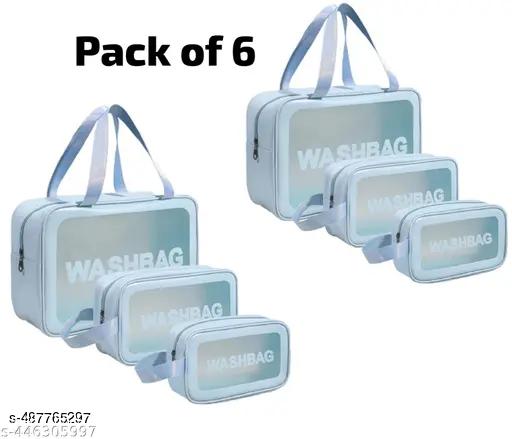 SET OF 6 | Makeup Pouch Set, Cosmetic Organizer Bag for Women and Girls Travel Waterproof Toiletry Storage Kit