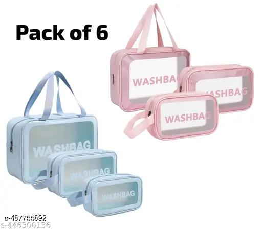 SET OF 6 | Makeup Pouch Set, Cosmetic Organizer Bag for Women and Girls Travel Waterproof Toiletry Storage Kit