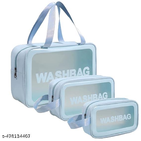Travel Makeup Pouch Set Toiletry Bag Cosmetic Organizer Bag for Women and Girls Toiletry Storage Kit Set of 3 (WASHBAG)
