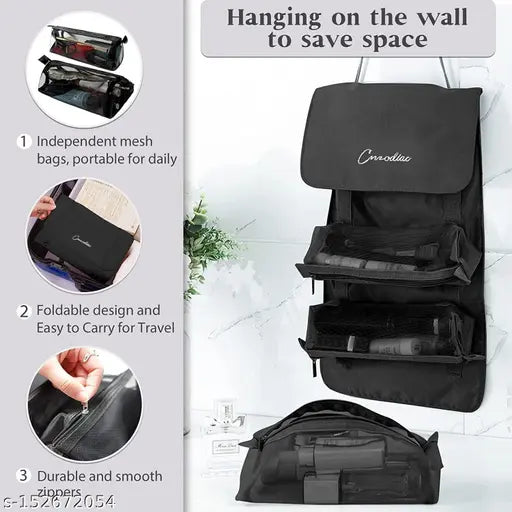 4 in 1 Large Capacity Cosmetic Mesh Bag/Makeup Organizer/Toiletry Pouch for Men and Women/Portable Travel Bag/Makeup Essentials