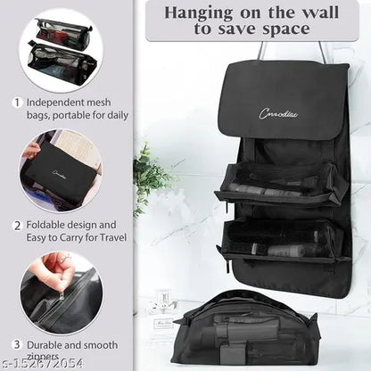 4 in 1 Large Capacity Cosmetic Mesh Bag/Makeup Organizer/Toiletry Pouch for Men and Women/Portable Travel Bag/Makeup Essentials