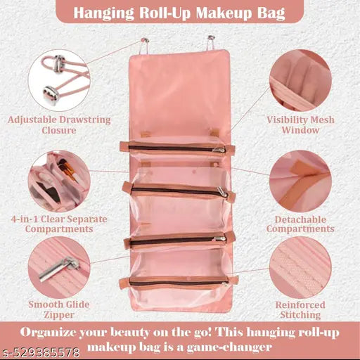 4 in 1 Large Capacity Cosmetic Mesh Bag/Makeup Organizer/Toiletry Pouch for Men and Women/Portable Travel Bag/Makeup Essentials