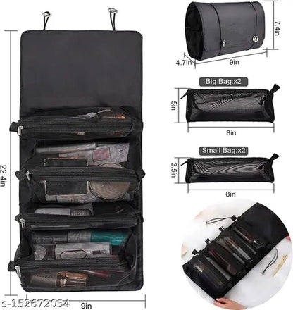 4 in 1 Large Capacity Cosmetic Mesh Bag/Makeup Organizer/Toiletry Pouch for Men and Women/Portable Travel Bag/Makeup Essentials